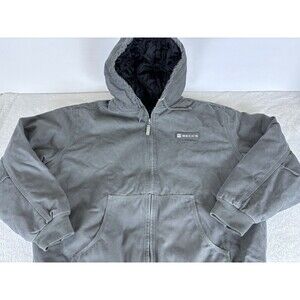 Mens 2XL Gray Canvas Insulated Hooded Jacket Becks Farm Wear Chore Barn Coat